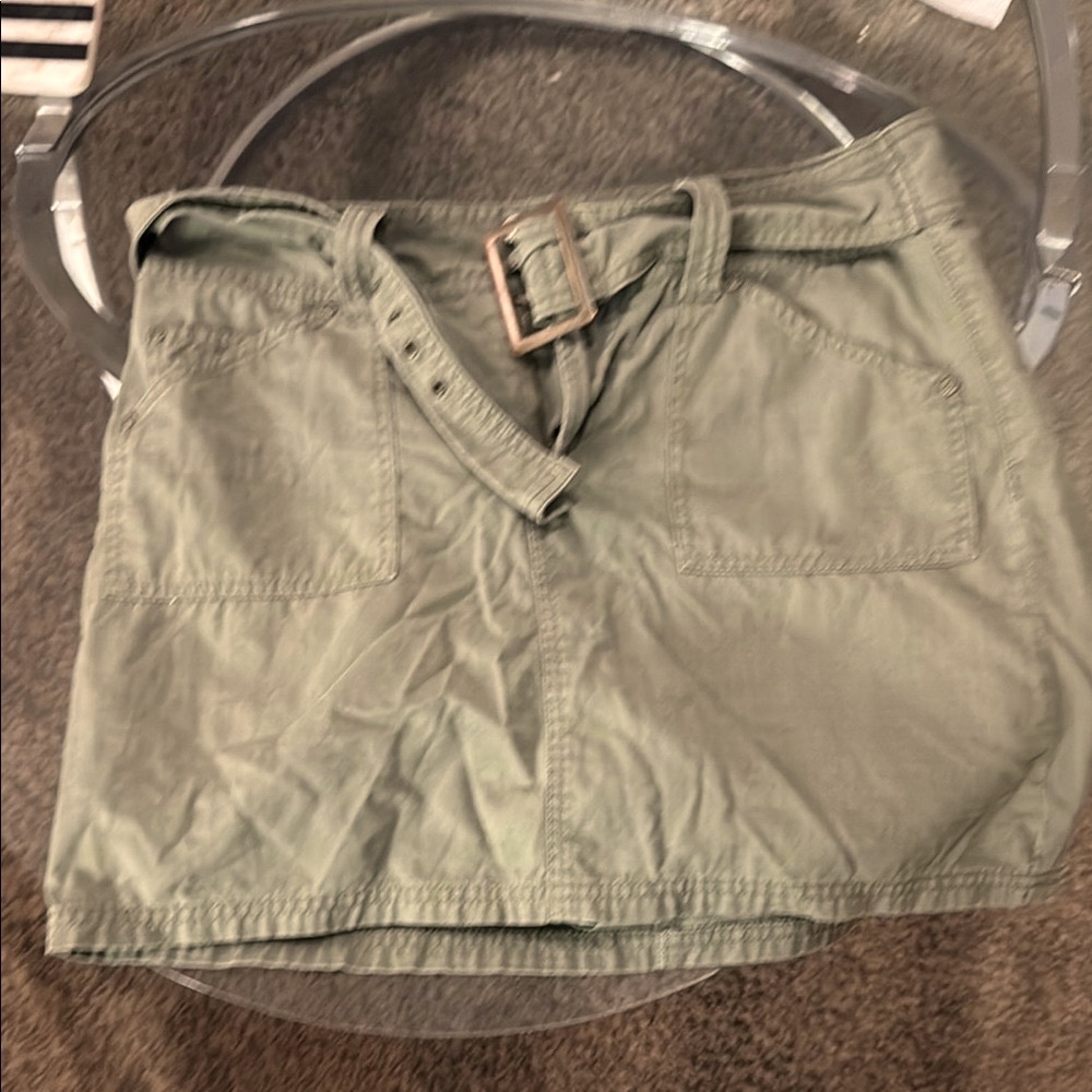 Olive Green Belted Skort